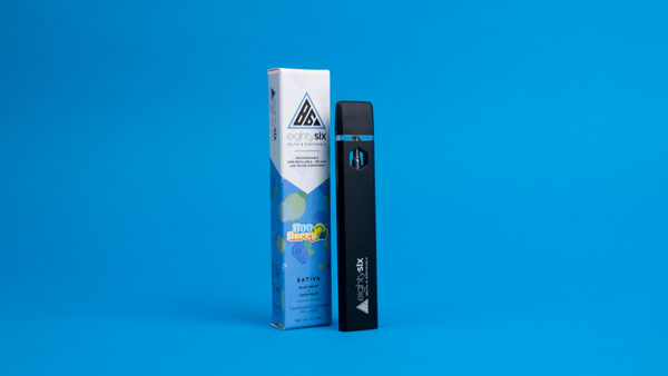 Boo Berry disposable vape on a blue background