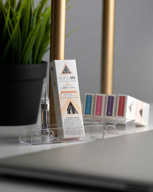 Delta-8 THC cartridges in an organizer